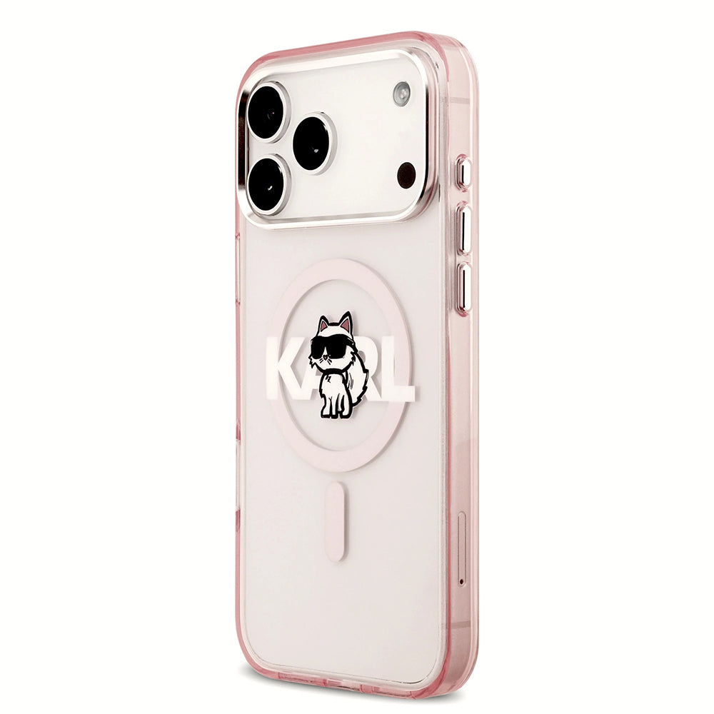 MagSafe Case for Apple iPhone 17 Pro, Karl Lagerfeld, IML Sketch Logo Choupette, Pink
