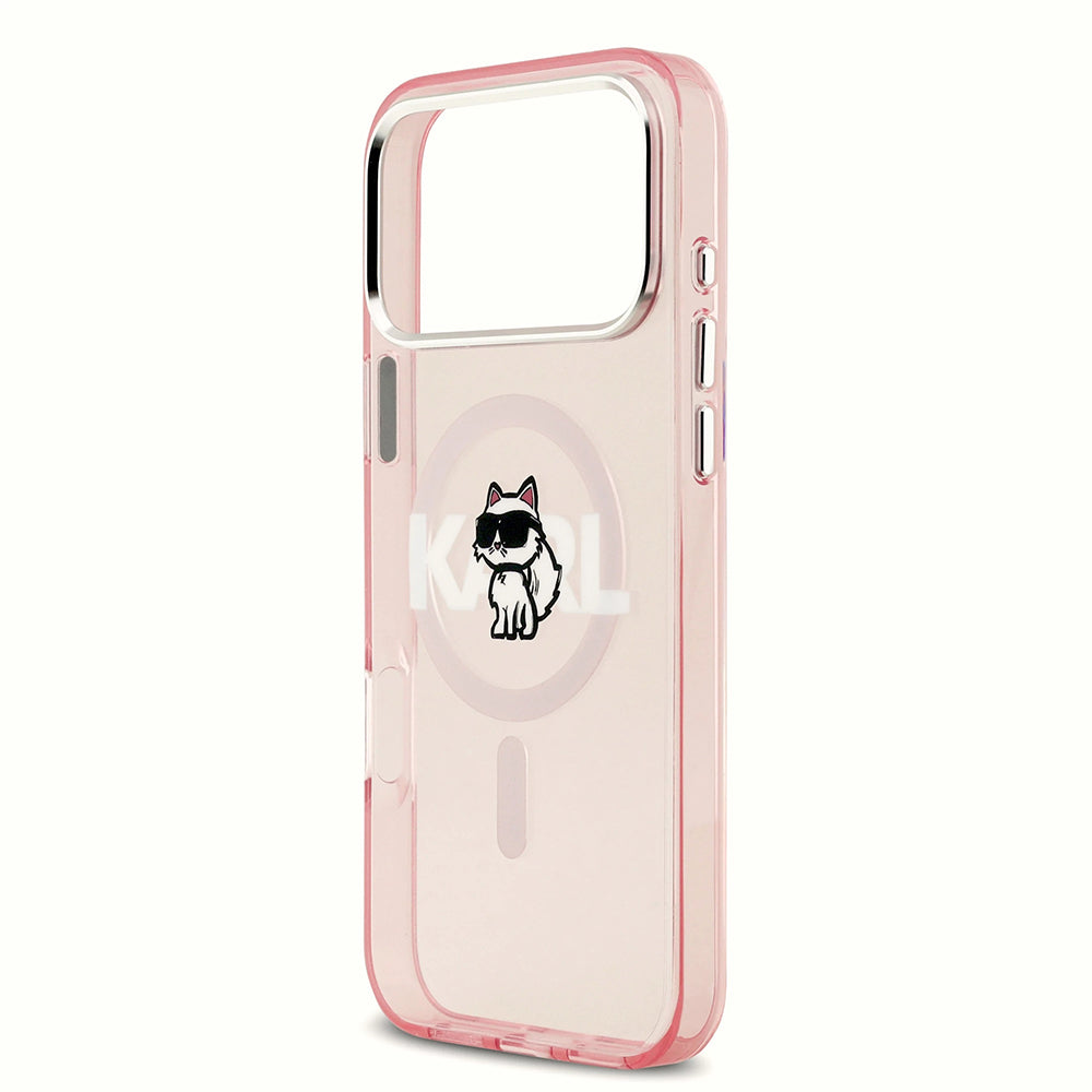 MagSafe Case for Apple iPhone 17 Pro, Karl Lagerfeld, IML Sketch Logo Choupette, Pink