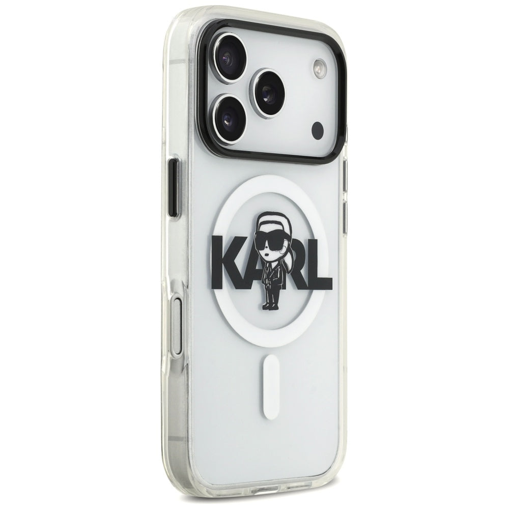 MagSafe Hülle für Apple iPhone 17 Pro, Karl Lagerfeld, IML Sketch Logo Karl, Transparent