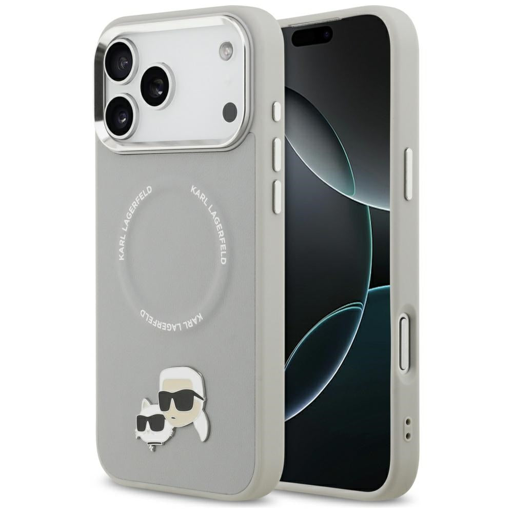 MagSafe Case for Apple iPhone 17 Pro, Karl Lagerfeld, Karl & Choupette Pins, Gray