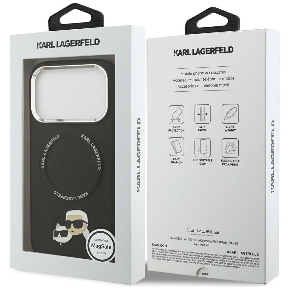 MagSafe Hülle für Apple iPhone 17 Pro, Karl Lagerfeld, Karl & Choupette Pins, Schwarz