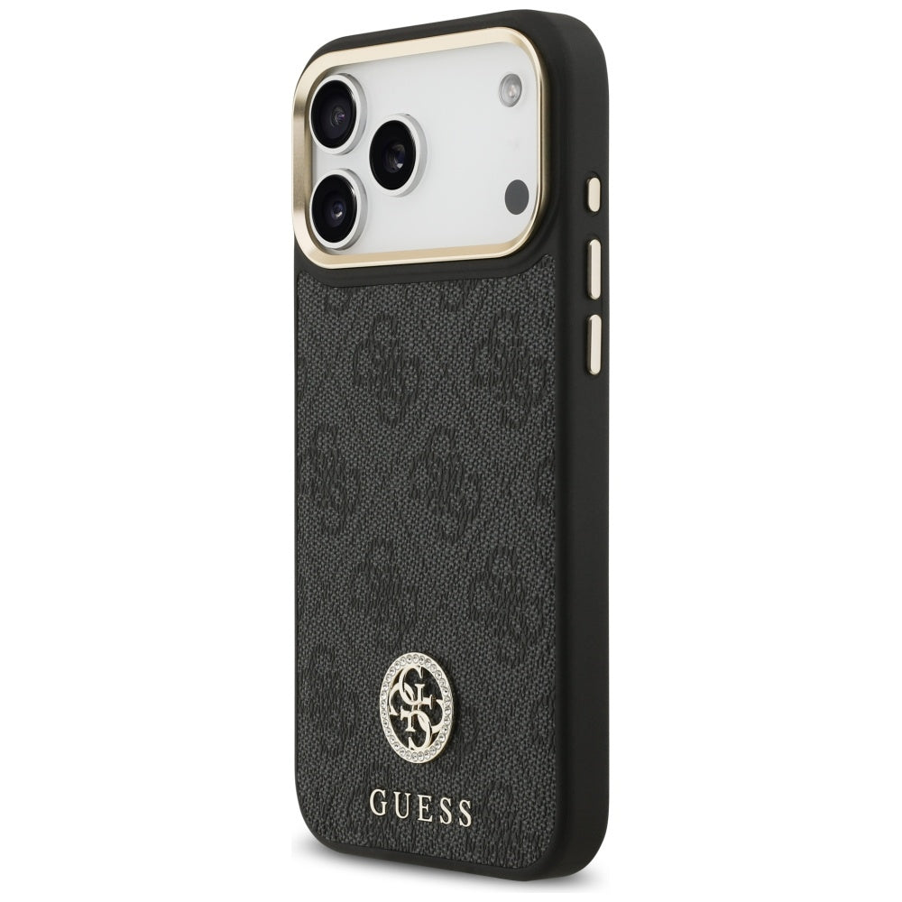 MagSafe Hülle für Apple iPhone 17 Pro Max, Guess, 4G Strass Logo, Schwarz