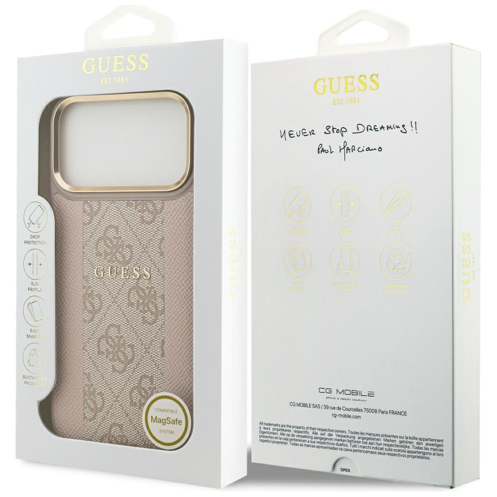 MagSafe Case for Apple iPhone 17 Pro Max, Guess, 4G Stripe, Pink
