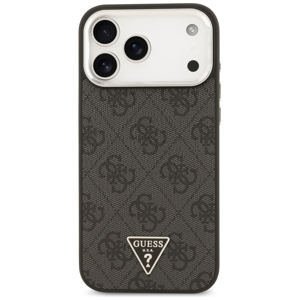MagSafe Case for Apple iPhone 17 Pro Max, Guess, 4G Triangle Logo, Black Silver