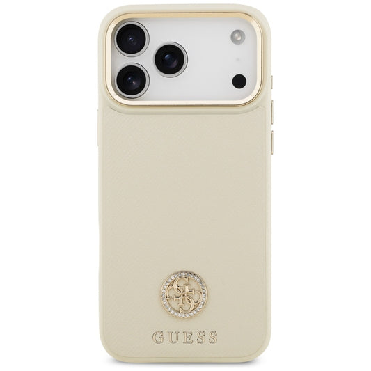 MagSafe Hülle für Apple iPhone 17 Pro Max, Guess, Grained Strass Logo, Beige