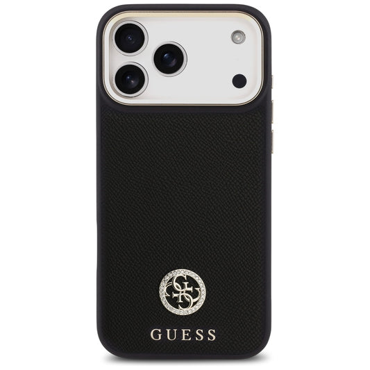 MagSafe Hülle für Apple iPhone 17 Pro Max, Guess, Grained Strass Logo, Schwarz