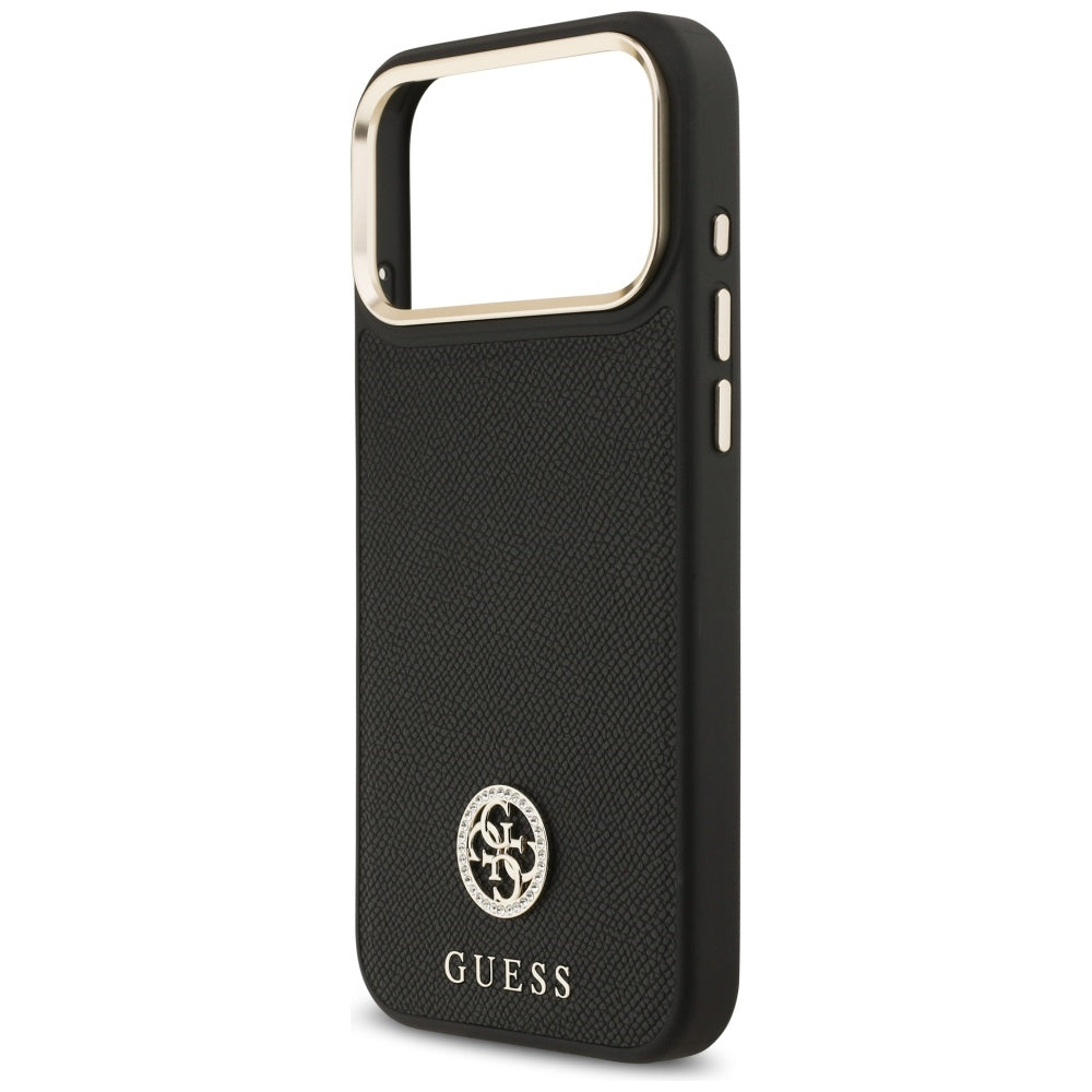 MagSafe Hülle für Apple iPhone 17 Pro Max, Guess, Grained Strass Logo, Schwarz