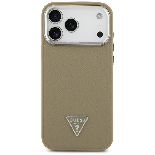 MagSafe Hülle für Apple iPhone 17 Pro Max, Guess, Grained Triangle Logo, Braun