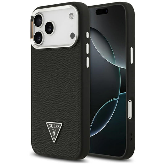 MagSafe Hülle für Apple iPhone 17 Pro Max, Guess, Grained Triangle Logo, Schwarz