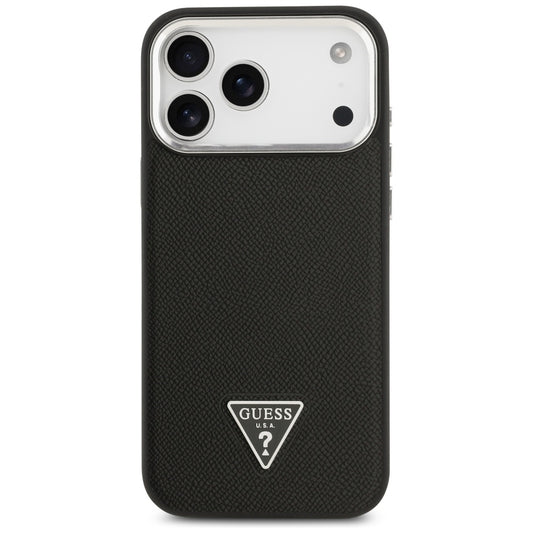 MagSafe Hülle für Apple iPhone 17 Pro Max, Guess, Grained Triangle Logo, Schwarz
