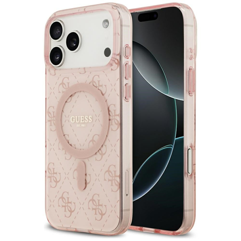 MagSafe Case for Apple iPhone 17 Pro Max, Guess, IML 4G Background, Pink