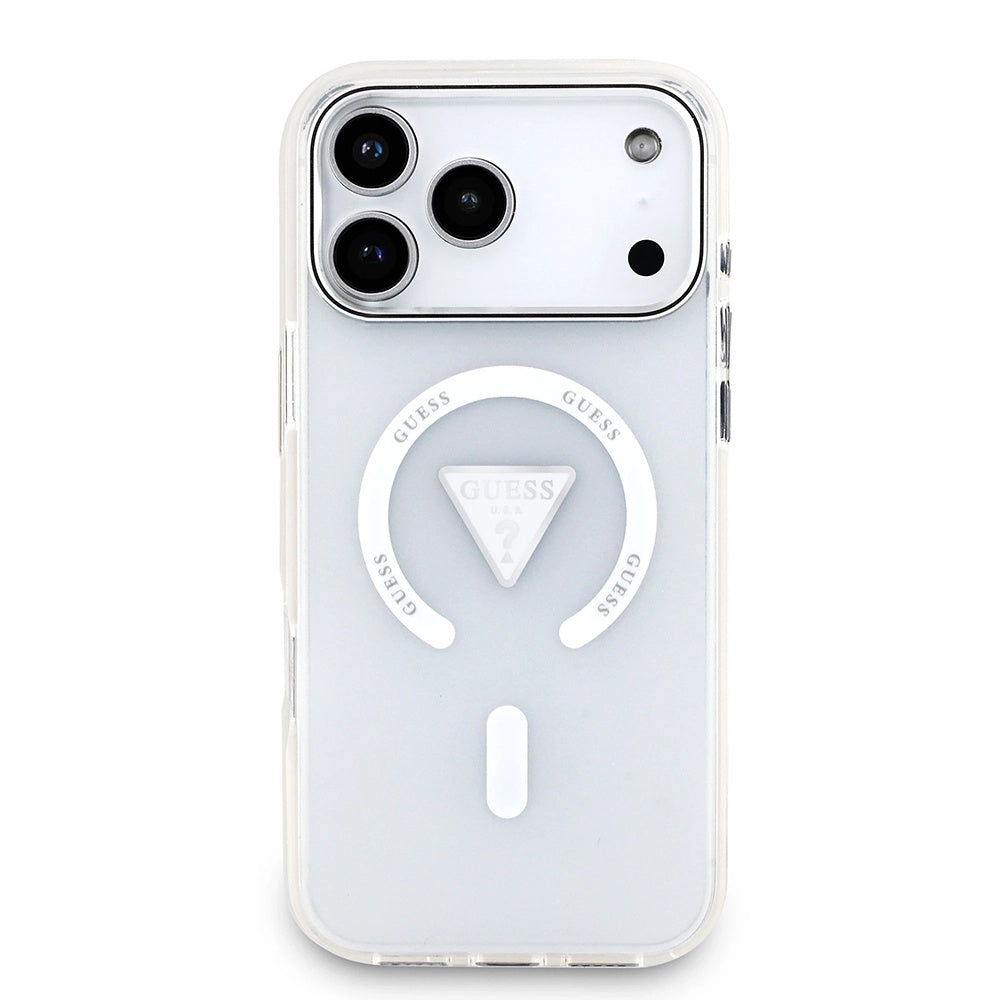 MagSafe Hülle für Apple iPhone 17 Pro Max, Guess, IML Gradient Triangle Logo, Transparent