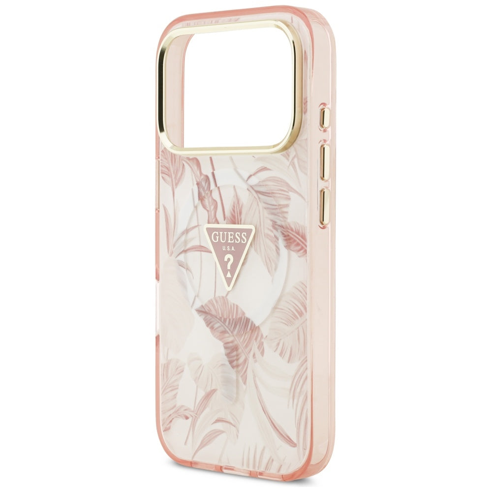 MagSafe Hülle für Apple iPhone 17 Pro Max, Guess, Jungle Tonal Triangle, Rosa