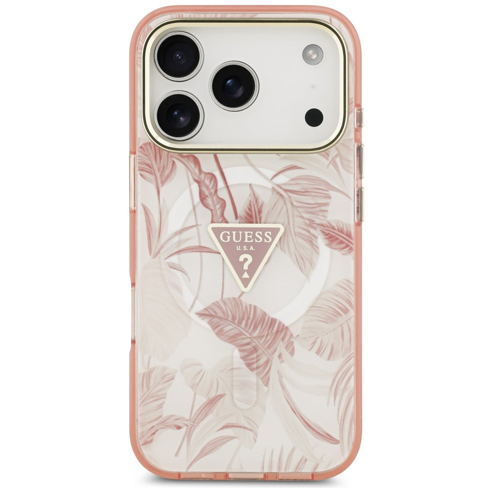 MagSafe Hülle für Apple iPhone 17 Pro Max, Guess, Jungle Tonal Triangle, Rosa