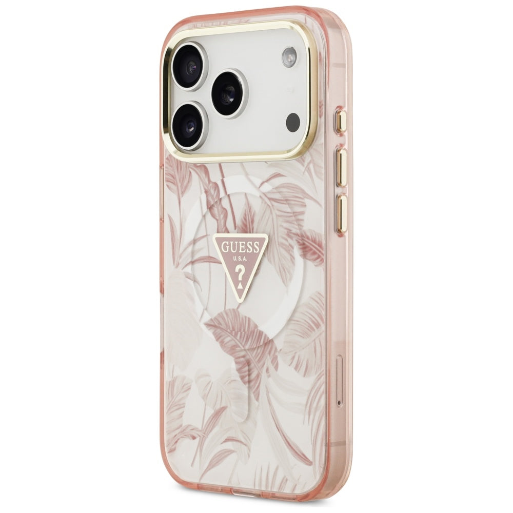 MagSafe Hülle für Apple iPhone 17 Pro Max, Guess, Jungle Tonal Triangle, Rosa