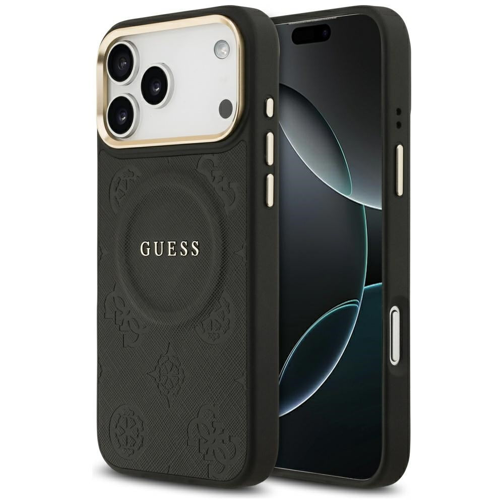MagSafe Hülle für Apple iPhone 17 Pro Max, Guess, Peony Hot Stamp, Schwarz