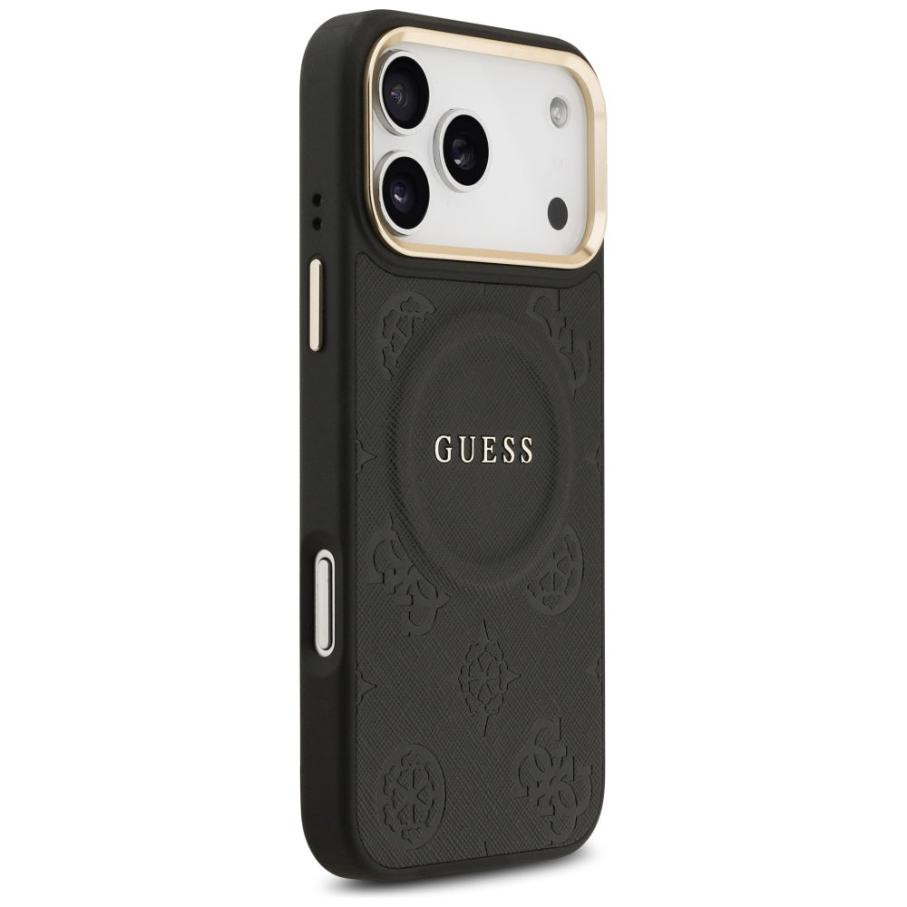 MagSafe Hülle für Apple iPhone 17 Pro Max, Guess, Peony Hot Stamp, Schwarz