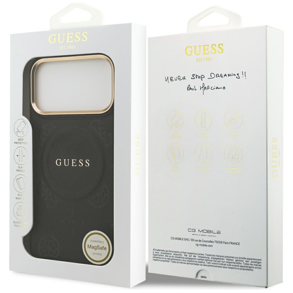 MagSafe Hülle für Apple iPhone 17 Pro Max, Guess, Peony Hot Stamp, Schwarz