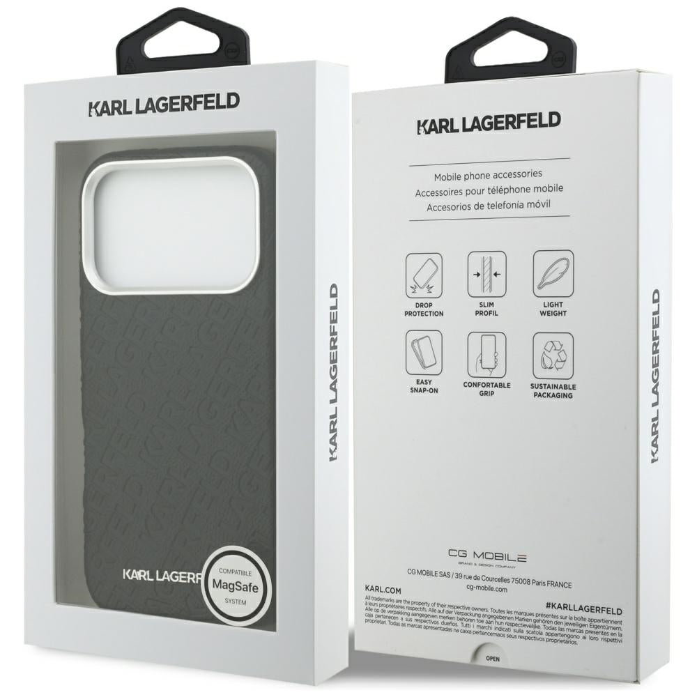 MagSafe Hülle für Apple iPhone 17 Pro Max, Karl Lagerfeld, FW Stamped Karl, Schwarz