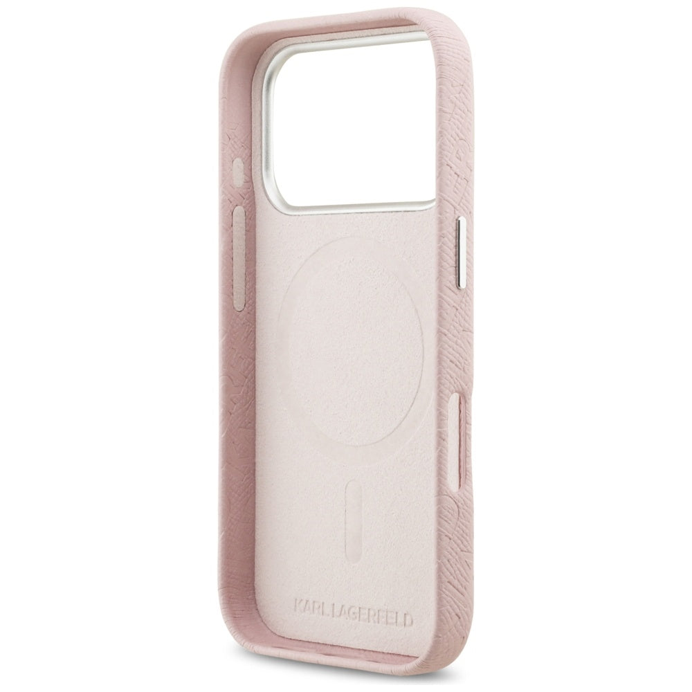 MagSafe Hülle für Apple iPhone 17 Pro Max, Karl Lagerfeld, FW Stamped Karl, Rosa