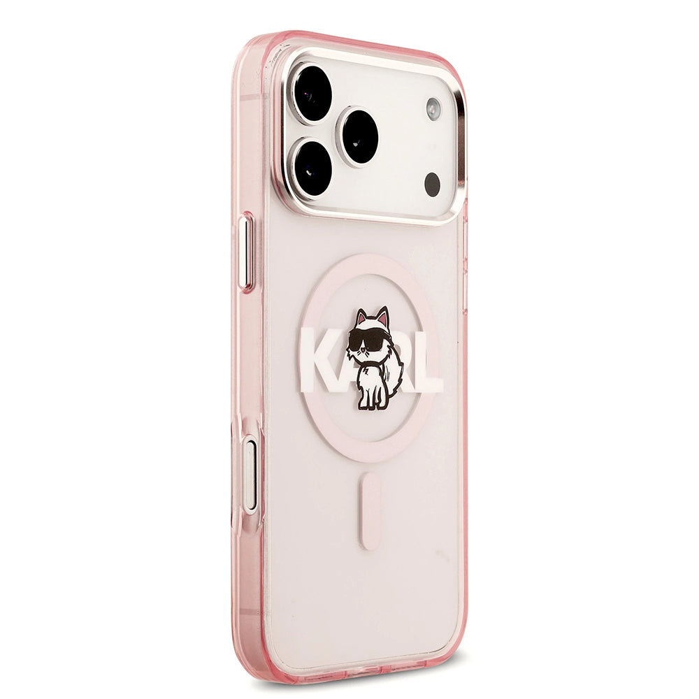 MagSafe Case for Apple iPhone 17 Pro Max, Karl Lagerfeld, IML Sketch Logo Choupette, Pink