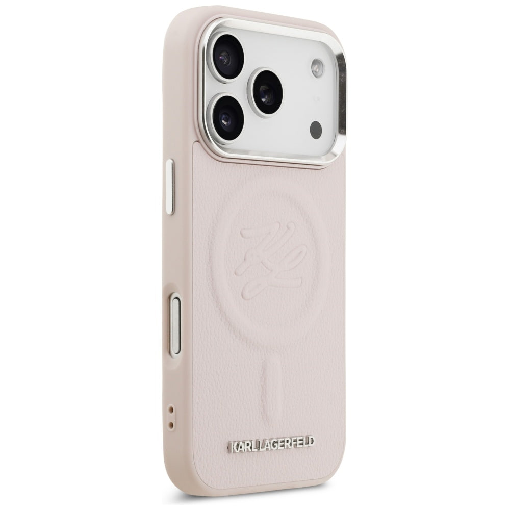 MagSafe Hülle für Apple iPhone 17 Pro Max, Karl Lagerfeld, Initial & Metal Logo, Rosa