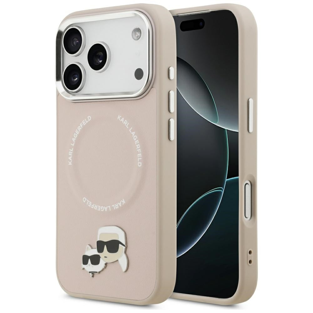 MagSafe Hülle für Apple iPhone 17 Pro Max, Karl Lagerfeld, Karl & Choupette Pins, Rosa