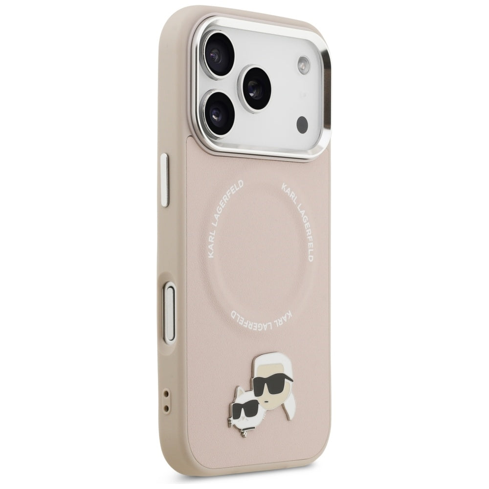 MagSafe Hülle für Apple iPhone 17 Pro Max, Karl Lagerfeld, Karl & Choupette Pins, Rosa