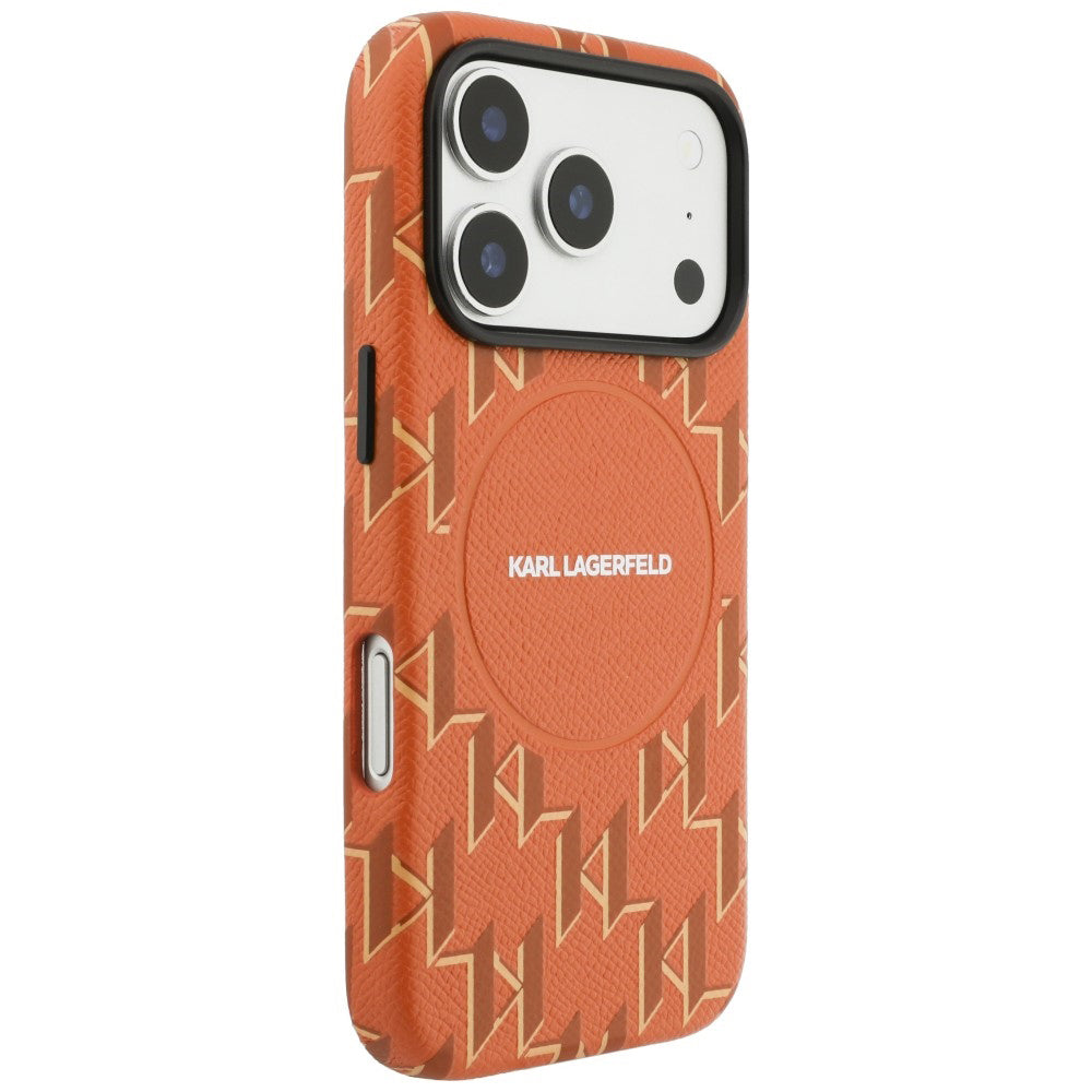 MagSafe Case for Apple iPhone 17 Pro Max, Karl Lagerfeld, KL Monogram Logo, Orange