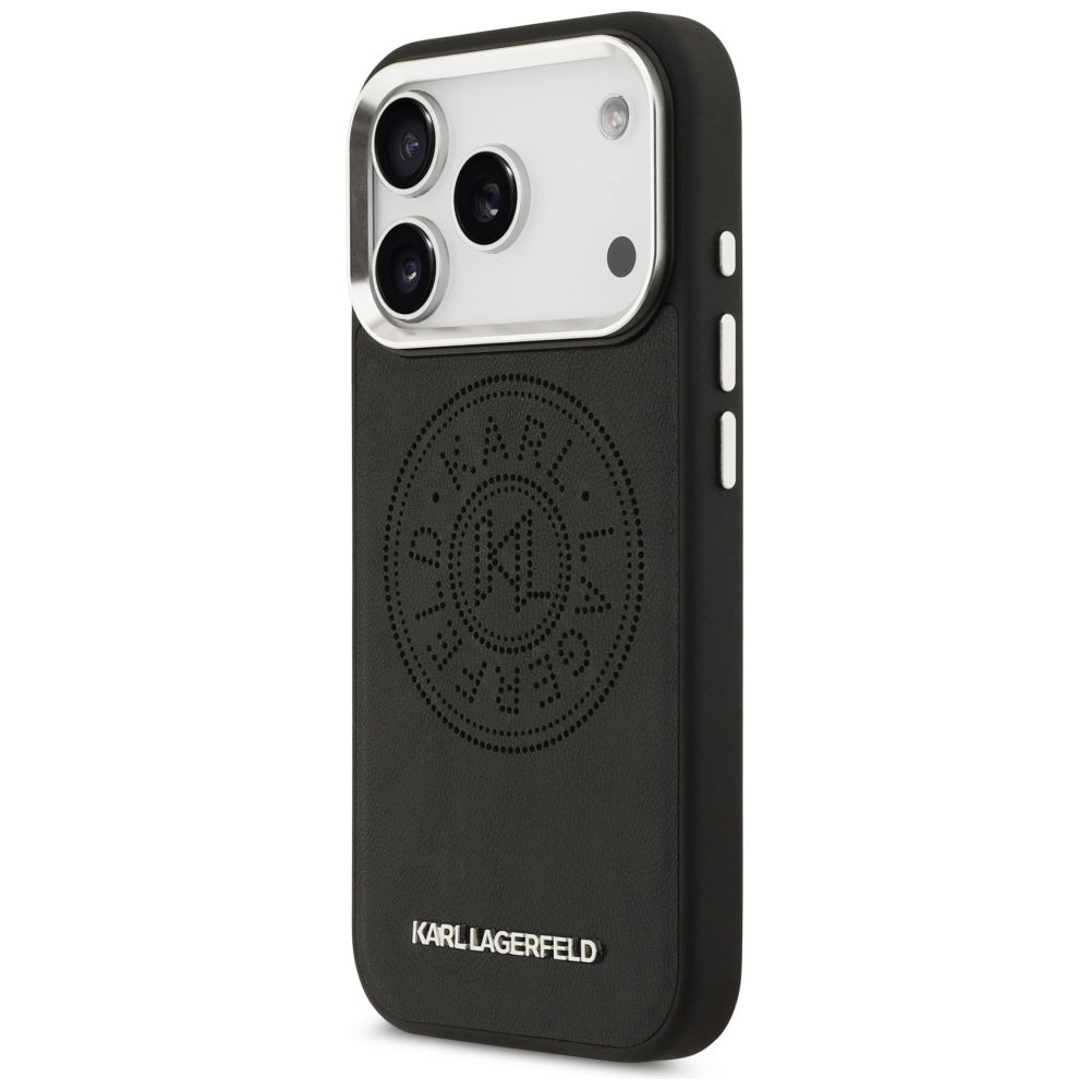 MagSafe Case for Apple iPhone 17 Pro Max, Karl Lagerfeld, Point & Metal Logo, Black