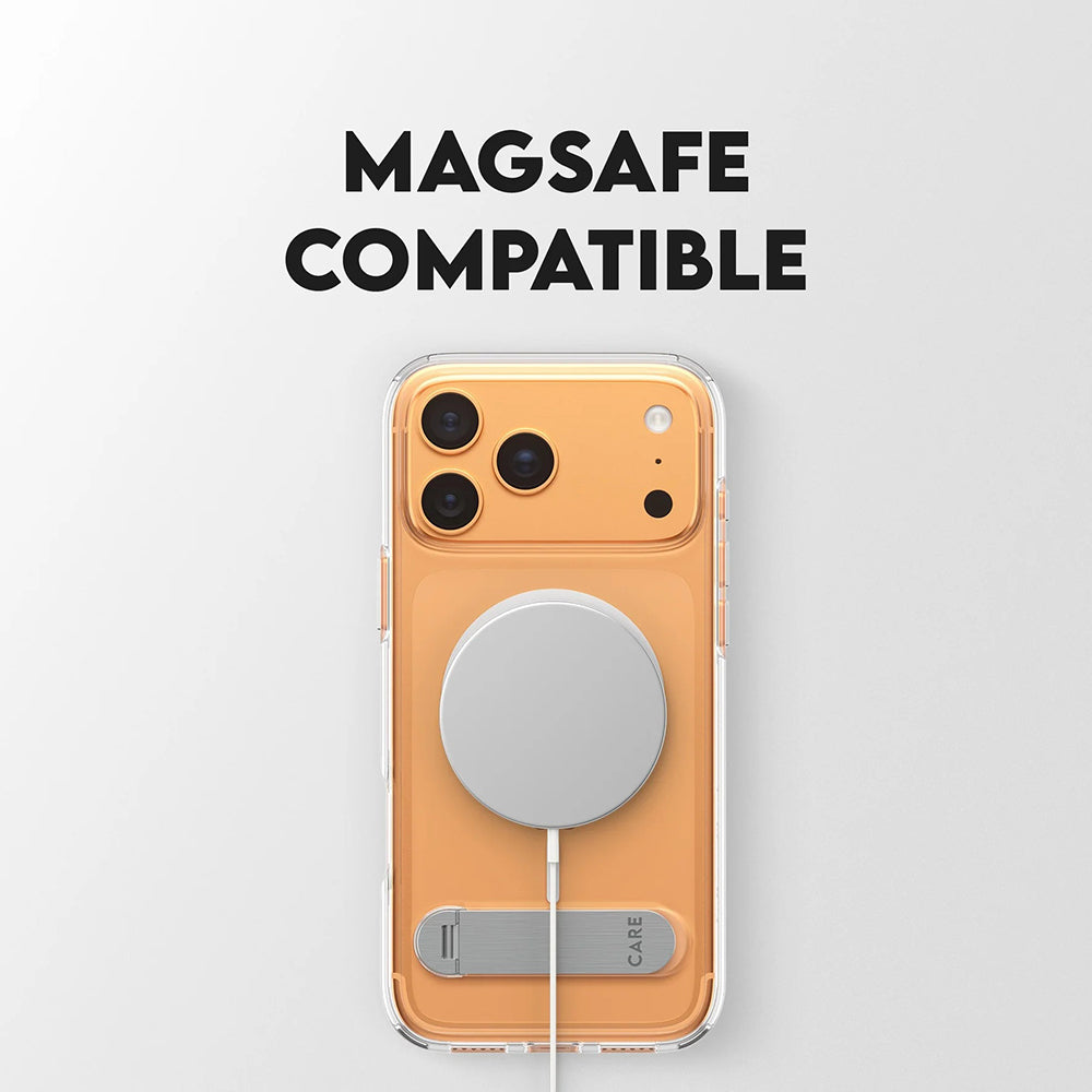 MagSafe Case for Apple iPhone 17 Pro Max, PanzerGlass, Care Feature Kickstand, White Transparent