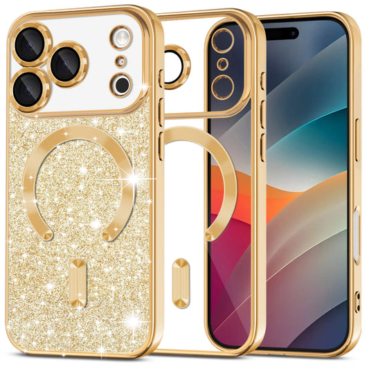 MagSafe Case for Apple iPhone 17 Pro Max, Techsuit, Luxury Glitter, Gold