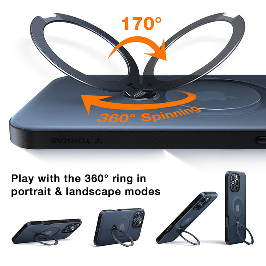 MagSafe Hülle für Apple iPhone 17 Pro Max, Torras, Ostand Spin, Transparent