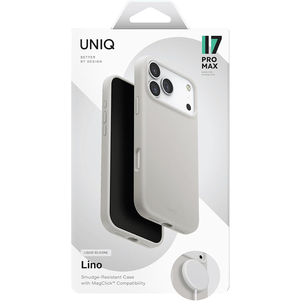 MagSafe Hülle für Apple iPhone 17 Pro Max, UNIQ, Lino MagClick, Grau