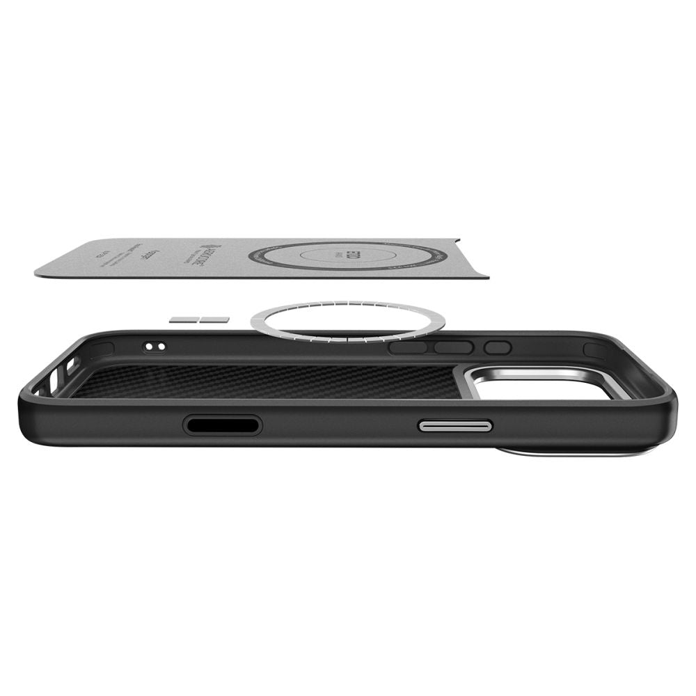MagSafe Hülle für Apple iPhone 17 Pro, Spigen, Enzo Aramid T, Schwarz Silbern ACS09958