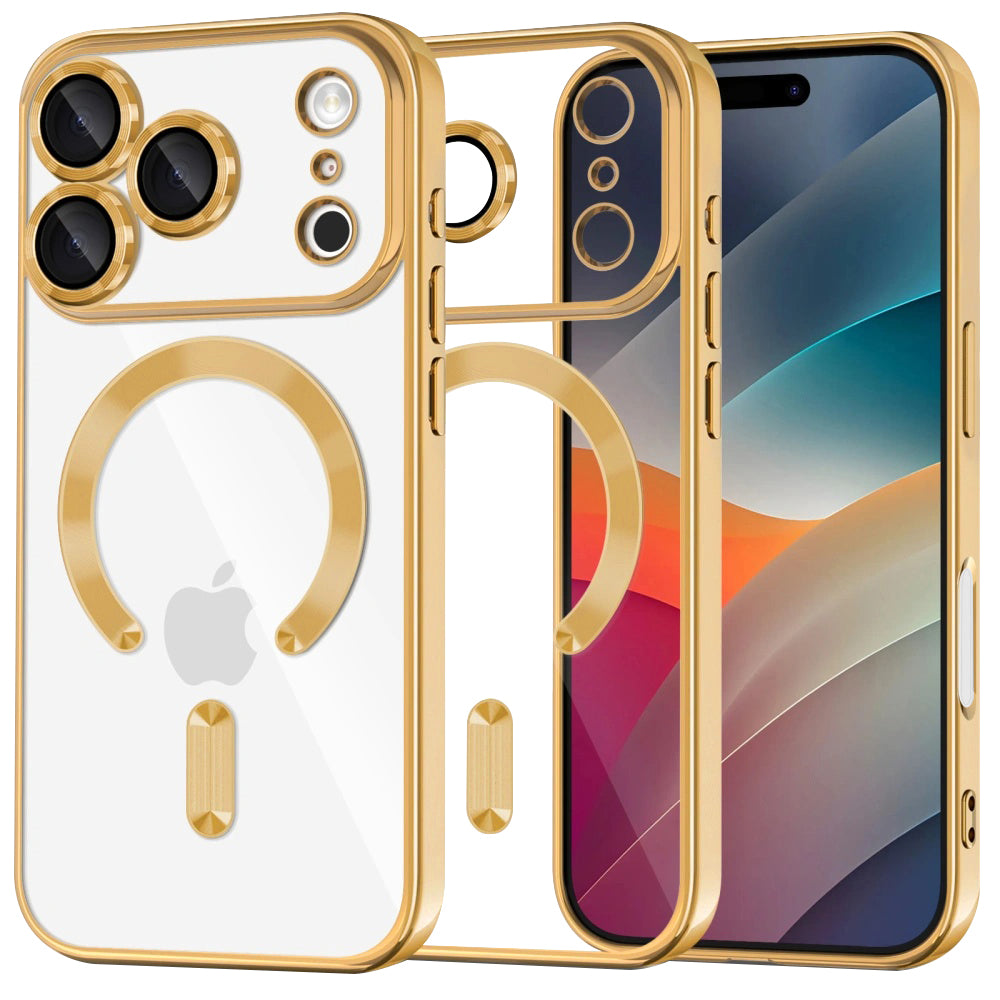 MagSafe Hülle für Apple iPhone 17 Pro, Techsuit, Luxury Crystal, Gold