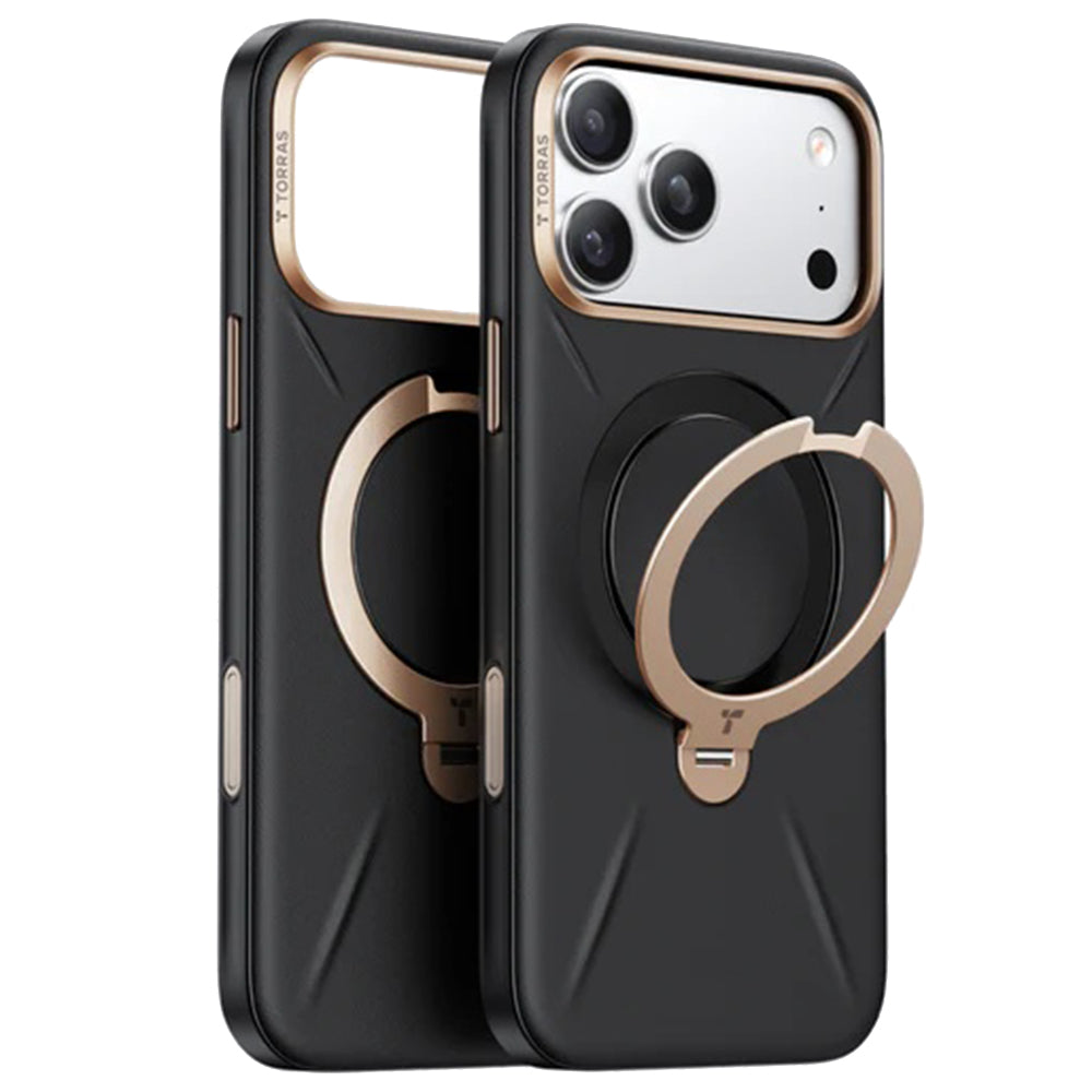 MagSafe Hülle für Apple iPhone 17 Pro, Torras, QPRO Leather, Schwarz
