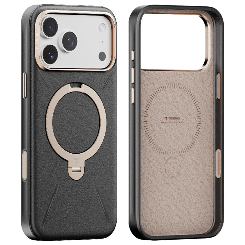 MagSafe Hülle für Apple iPhone 17 Pro, Torras, QPRO Leather, Schwarz