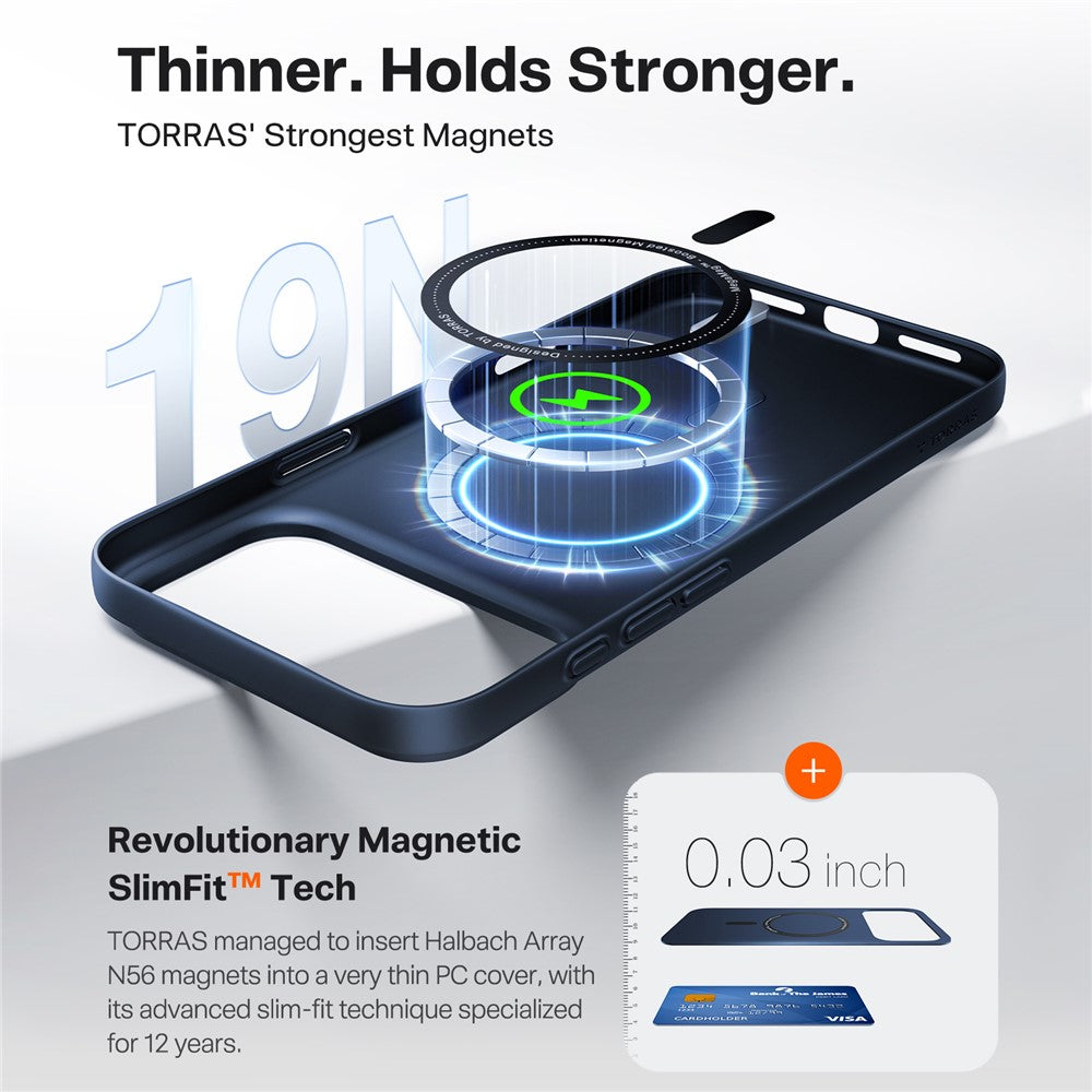 MagSafe Hülle für Apple iPhone 17 Pro, Torras, SlimFit, Transparent