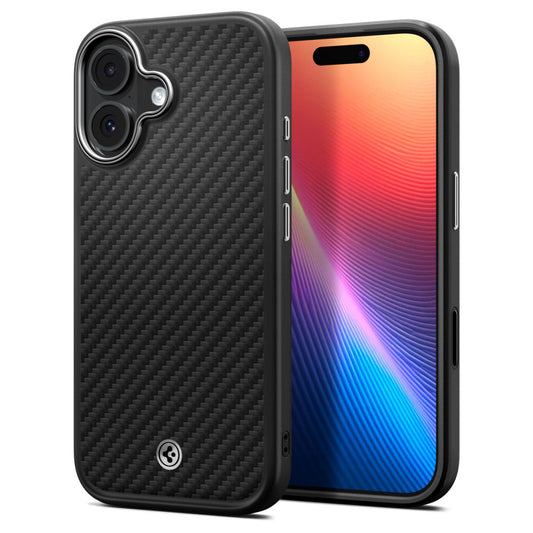 MagSafe Hülle für Apple iPhone 17, Spigen, Enzo Aramid T, Schwarz Silbern