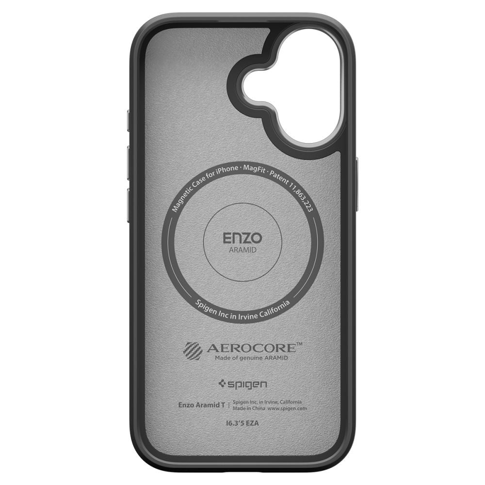 MagSafe Hülle für Apple iPhone 17, Spigen, Enzo Aramid T, Schwarz Silbern ACS09989