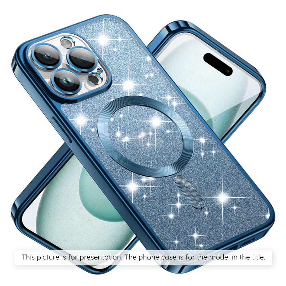 MagSafe Case for Apple iPhone 17, Techsuit, Luxury Glitter, Blue