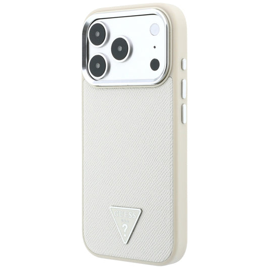 MagSafe-Hülle für Apple iPhone 18 Pro / 17 Pro, Guess, Geprägtes Dreieck-Logo, Beige