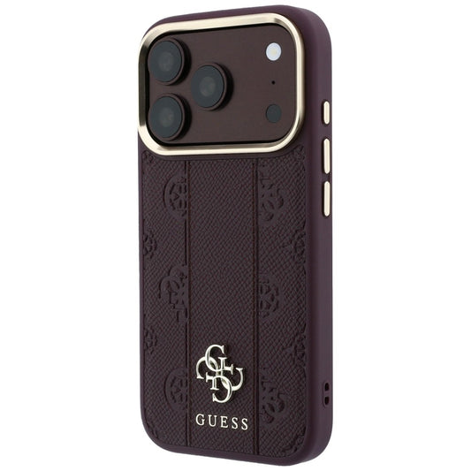 MagSafe-Hülle für Apple iPhone 18 Pro / 17 Pro, Guess, Stripe Peony 4G, Weinrot