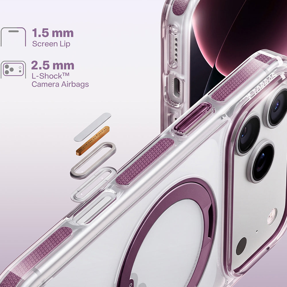 MagSafe-Hülle für Apple iPhone 18 Pro / 17 Pro, Torras, Ostand O3 Light, Lila