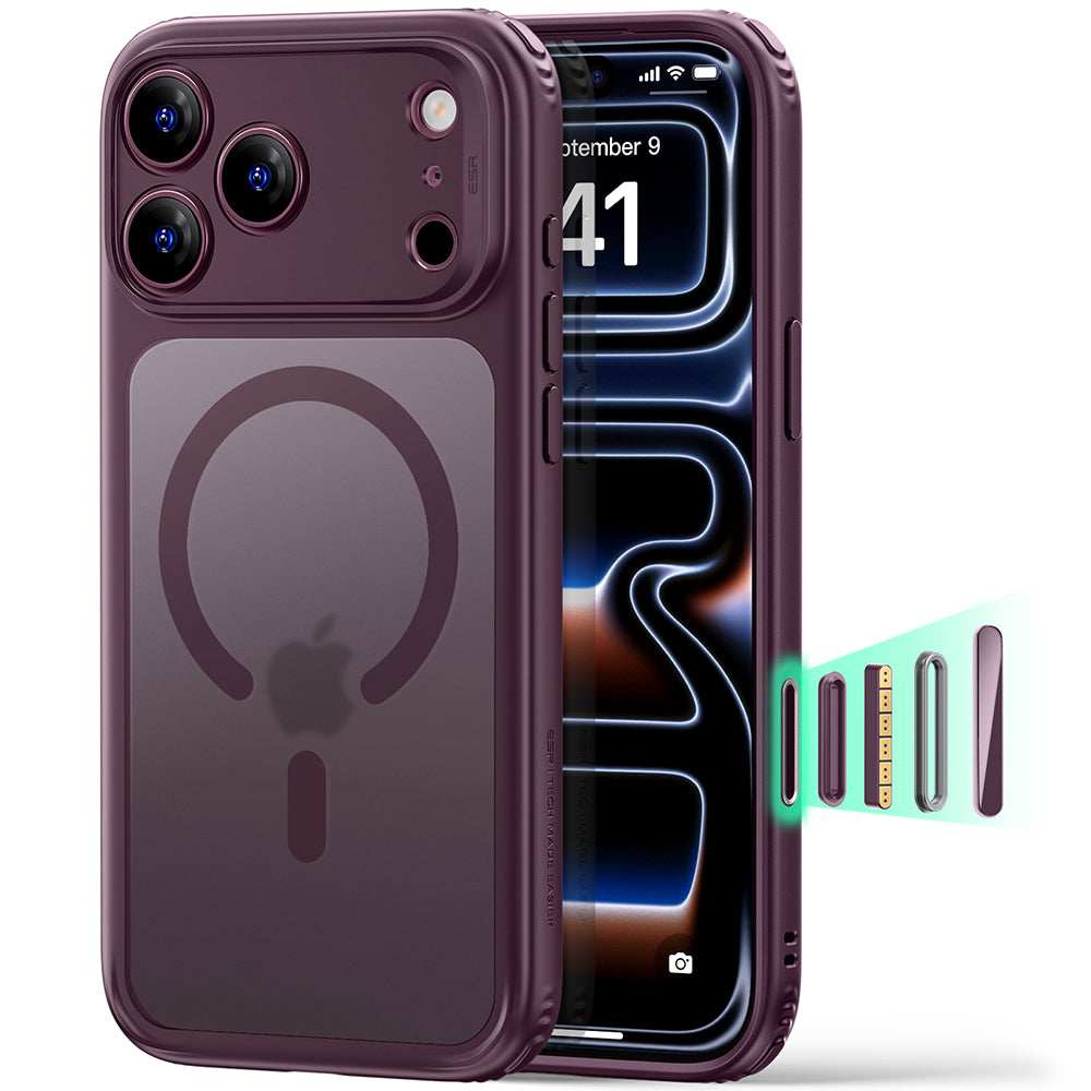 MagSafe Case for Apple iPhone 18 Pro, ESR, Classic Hybrid, Dark Satin Burgundy