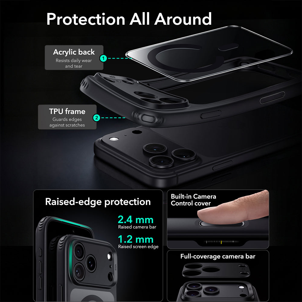 MagSafe Case for Apple iPhone 18 Pro Max / 17 Pro Max, ESR, Classic Hybrid, Transparent Black