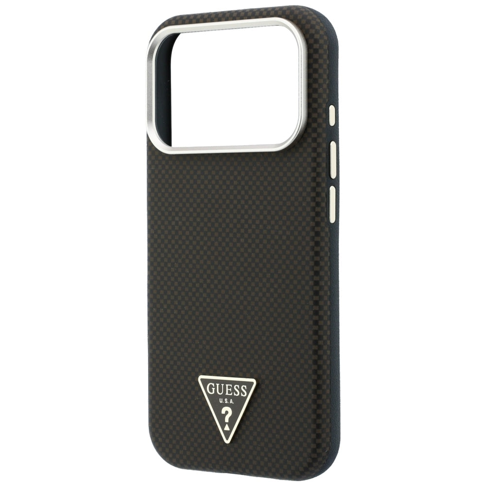 MagSafe-Hülle für Apple iPhone 18 Pro Max / 17 Pro Max, Guess, Kevlar-Dreieck-Logo, Braun