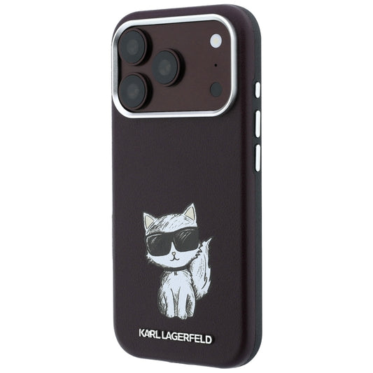 MagSafe-Hülle für Apple iPhone 18 Pro Max / 17 Pro Max, Karl Lagerfeld, Choupette Sketch, Weinrot