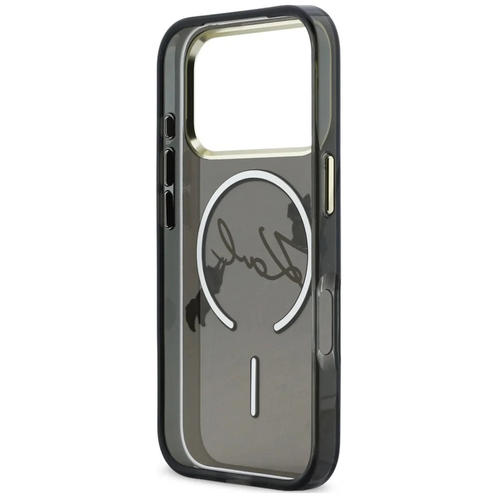 MagSafe-Hülle für Apple iPhone 18 Pro Max / 17 Pro Max, Karl Lagerfeld, IML Choupette Karl Script Logo, Schwarz